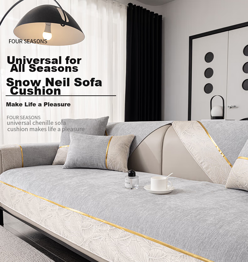 Jingxun Chenille Sofa Cushion, Sofa Towel, All-Season Non-Slip Seat Cover, Sofa Slipcover, Yeyun 90*160cm 2