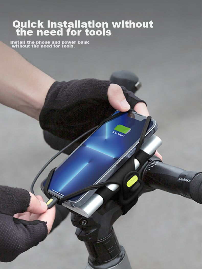 Bone Road Bike Phone Mount Dual-Use Phone and Power Bank Holder for Cycling Navigation Long-Distance Rechargeable 7