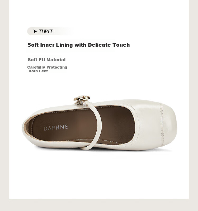 DAPHNE Retro Soft Leather Mary Jane Women's Shoes, 2024 Spring/summer Flat Leather Shoes, Wanwan Style Gentle Flats, Beige, Size 37 20