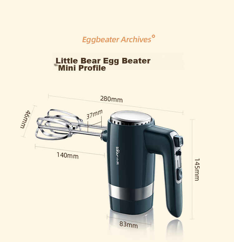 Bear Egg Beater, 304 Stainless Steel Whisk, Household Electric Egg Beater, Mini Cream Whipper, Handheld Automatic Mixer for Baking, DDQ-F01K3 14