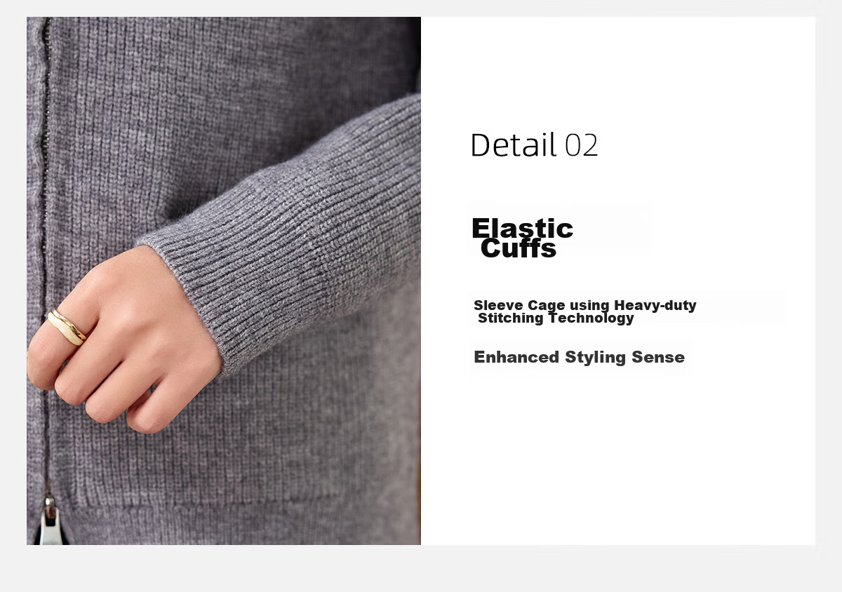 PinCai Women's Knitted Cardigan Autumn Winter Double Zipper Thickened Lapel Sweater Jacket P144Z9019 11