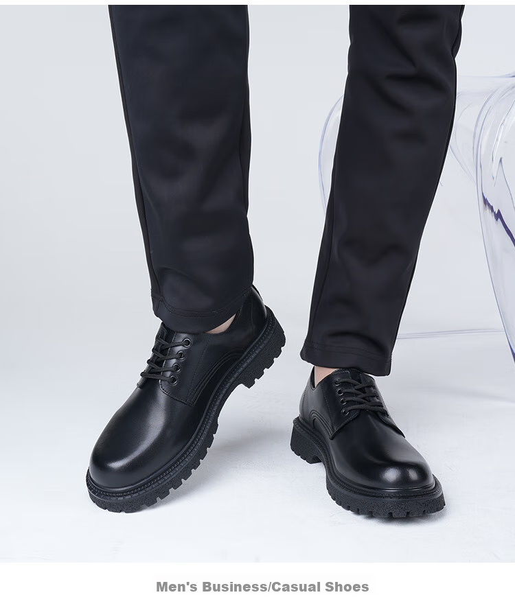 Poitulas Men's Lace-Up Dress Shoes, Business Casual Formal Shoes with Thick Soles, Derby Shoes for Men, Wear-Resistant, 6128 Black, Size 39 12