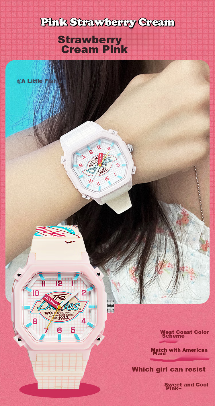 Dickies Elementary School Watch for Girls, Cute Pink Middle School Student Children's Watch, Analog Quartz Watch, Girls' Birthday Gift CL-479 4