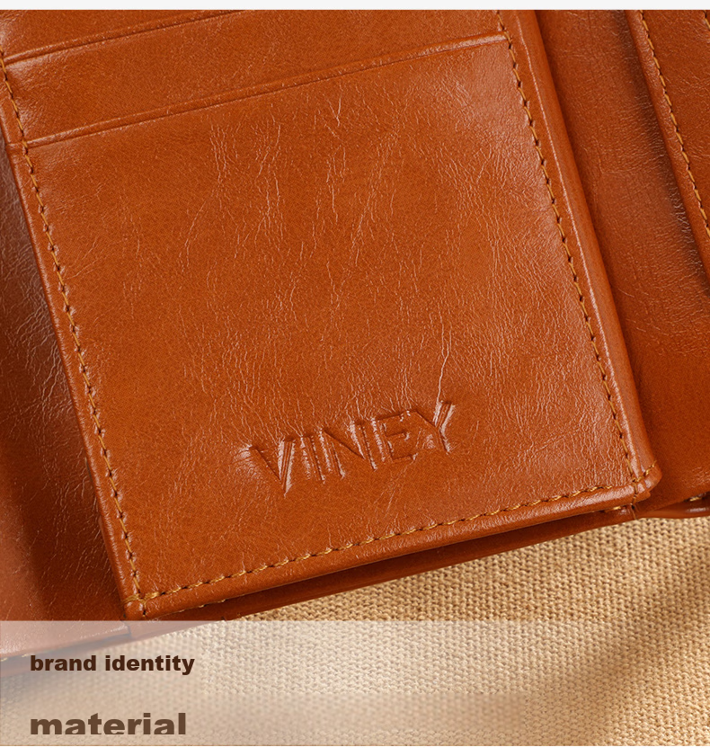 Viney Leather Women's Wallet, Foldable Short Coin Purse, High-End ID Card Holder, Integrated Brand Large Capacity Wallet, Leather Clutch 29