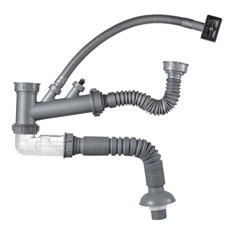 Submarine CSQ-2C Double Sink Drain Pipe with Anti-Odor And Space-Saving Features, ABS Material, Extended to 95 Cm