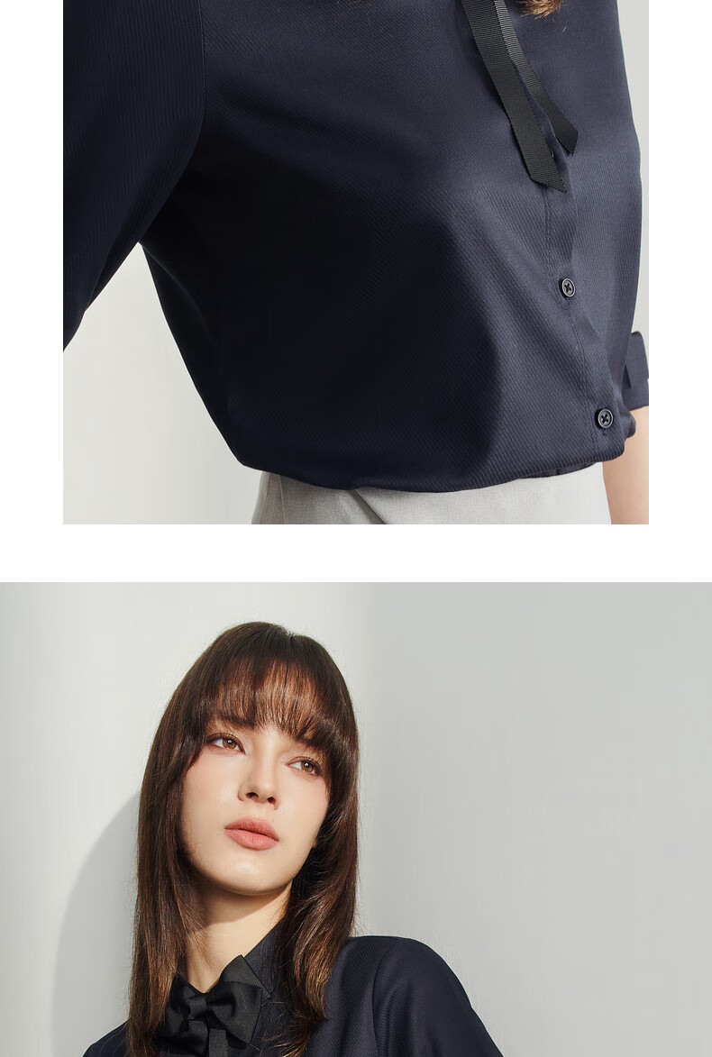 G2000 Mall-Matching Detachable Bow Tie Top Long-Sleeve Shirt 41223023G2, White, Size 34 14