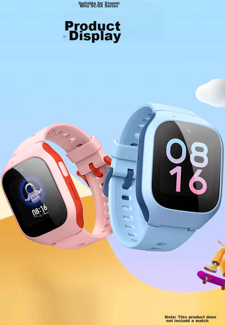ESCASE [Three-Piece Deluxe Set] Xiaomi Mii Rabbit Children's Smartwatch 5C/6C/C7A Tempered Glass Screen Protector, Auto-Adhesive, Fingerprint-Resistant Glass Film 8