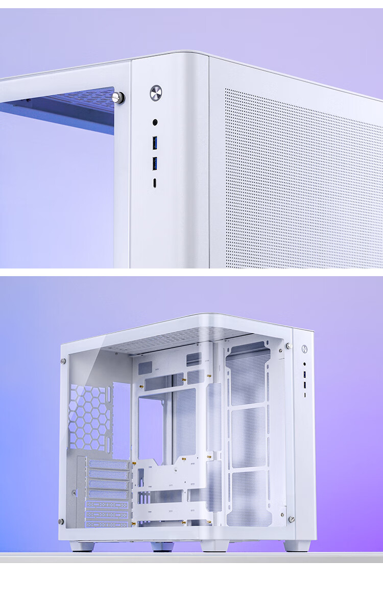 JONSBO TK-3 White Curved Panoramic ATX Case (Dual 360mm Radiator Support/ATX PSU/10 Fan Positions/Type-C Gen2 10Gbps+) 19