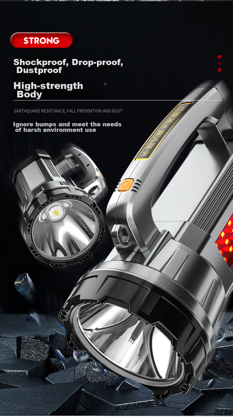 SHENYU Solar-Powered High-Intensity Flashlight, Emergency Handheld Lamp, Long-Range Rechargeable High-Power Ultra-Bright Patrol Light 12