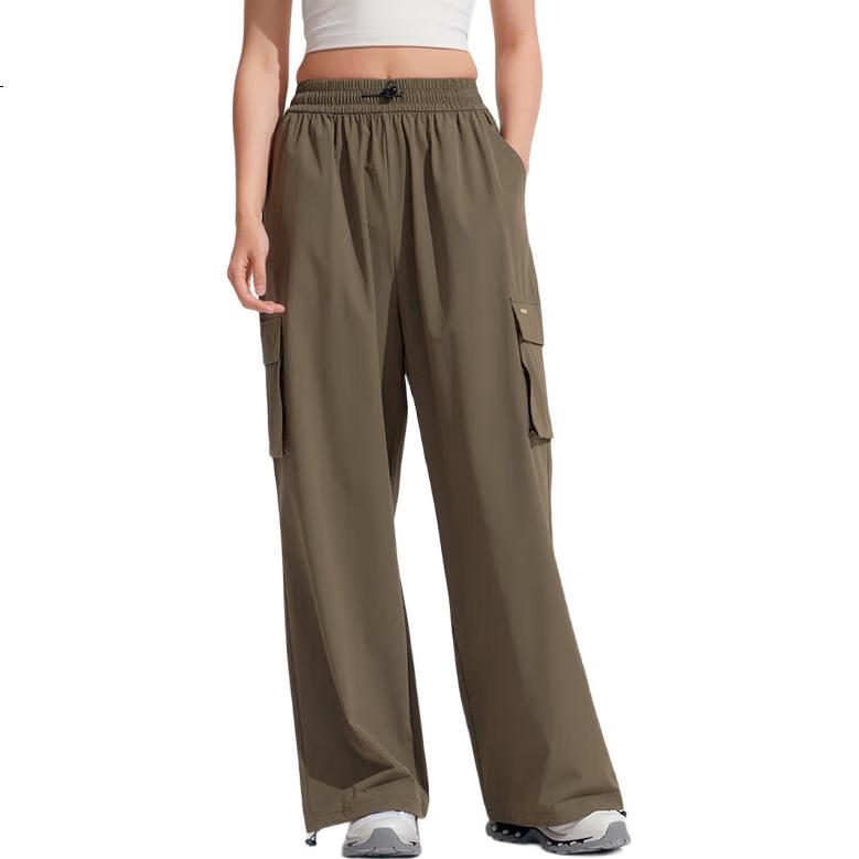 VVC Women's Casual Pants, Spring And Summer Sun Protection Cargo Pants, Wide-Leg Two-Way Wear, Quick-Dry Cool Feeling Patrol Pants, Olive Green, M