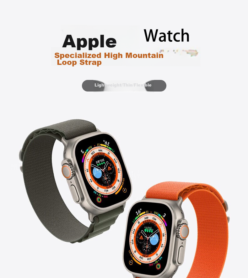 ESCASE Nylon High Mountain Loop Band for Apple Watch, Compatible with Ultra 3/SE 3/S 11/10/9/8/7, Wristband for 49/45/44/42MM, Gree 1