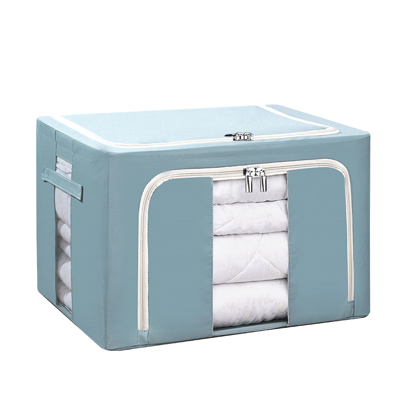 Baicaoyuan Oxford Fabric Storage Box, Clothes And Quilt Organizer, Storage Container, Hundred-Box Set, 66L, 2-Pack, Cyan Gree