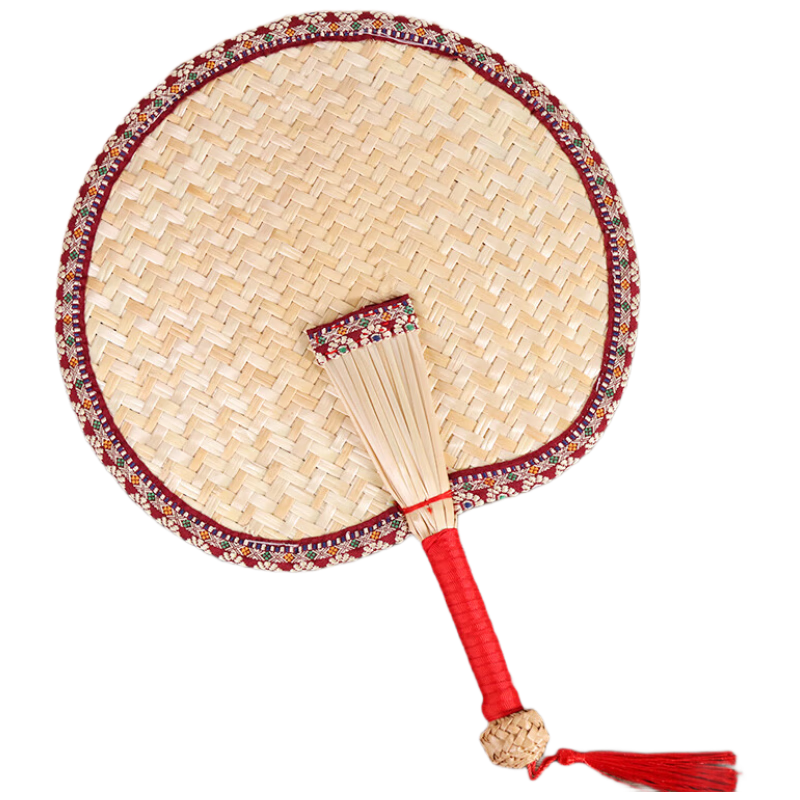 TaTanice Woven Reed Fan, Handmade Traditional Large Reed Fan for Men And Women, Grass Weave Fan with Handle, Chinese Style Fa