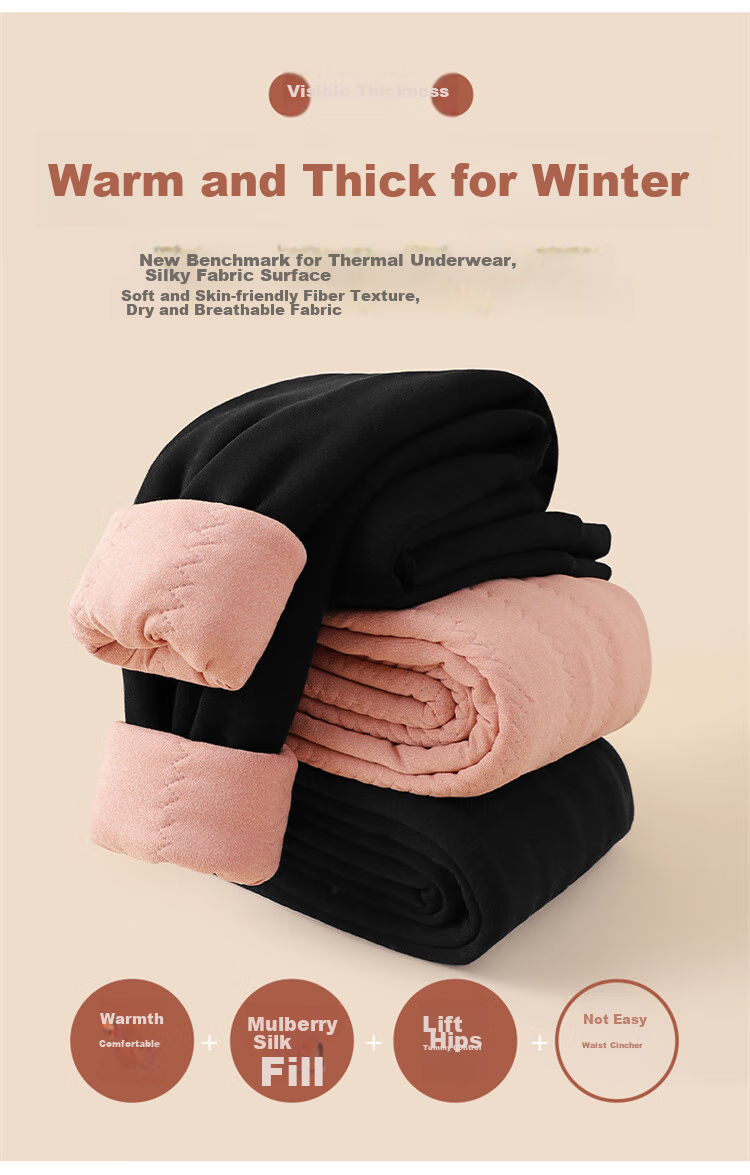 LangSha [Fall New Arrival] Silk Thermal Pants for Women, Winter Outer Wear, Fleece-Lined, Thickened Base Layer Pants, Plus Size, Extra Thick Cotton Pants 3