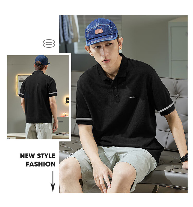 TonLion 2026 Summer New Men's Left Chest Detail Sleeve Panel Short Sleeve Polo Loose Trendy Brand Shirt 11