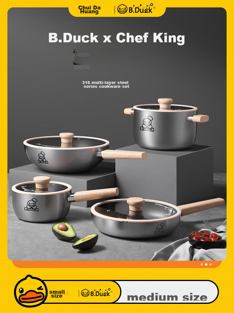 COOKER KING 316 Stainless Steel Wok 32cm Non-Stick Flat Bottom Frying Pan Compatible with Gas Stove, Induction Cooker And Electric Cooktop 1