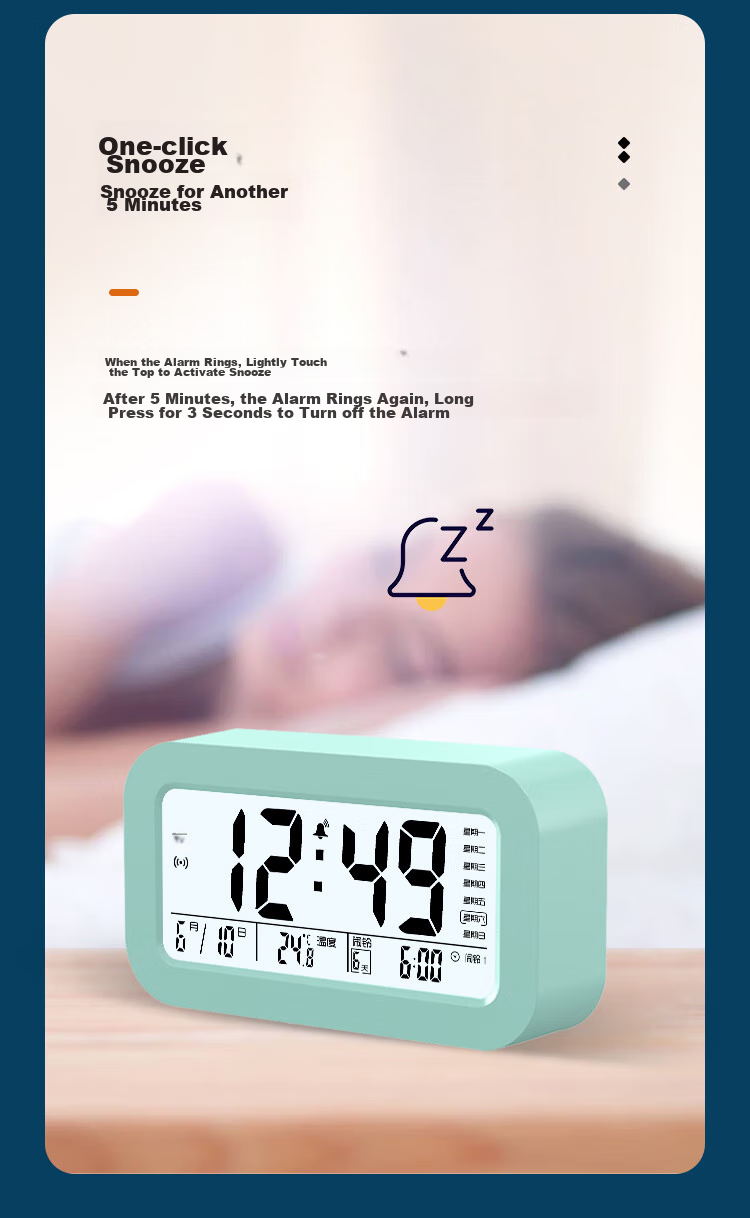 Compas Multifunctional Electronic Alarm Clock for Students, Wake-Up Device, Digital Clock, Essential for Back-To And Graduation Season, 801 Blue New Year Gift for Students And Childre 7