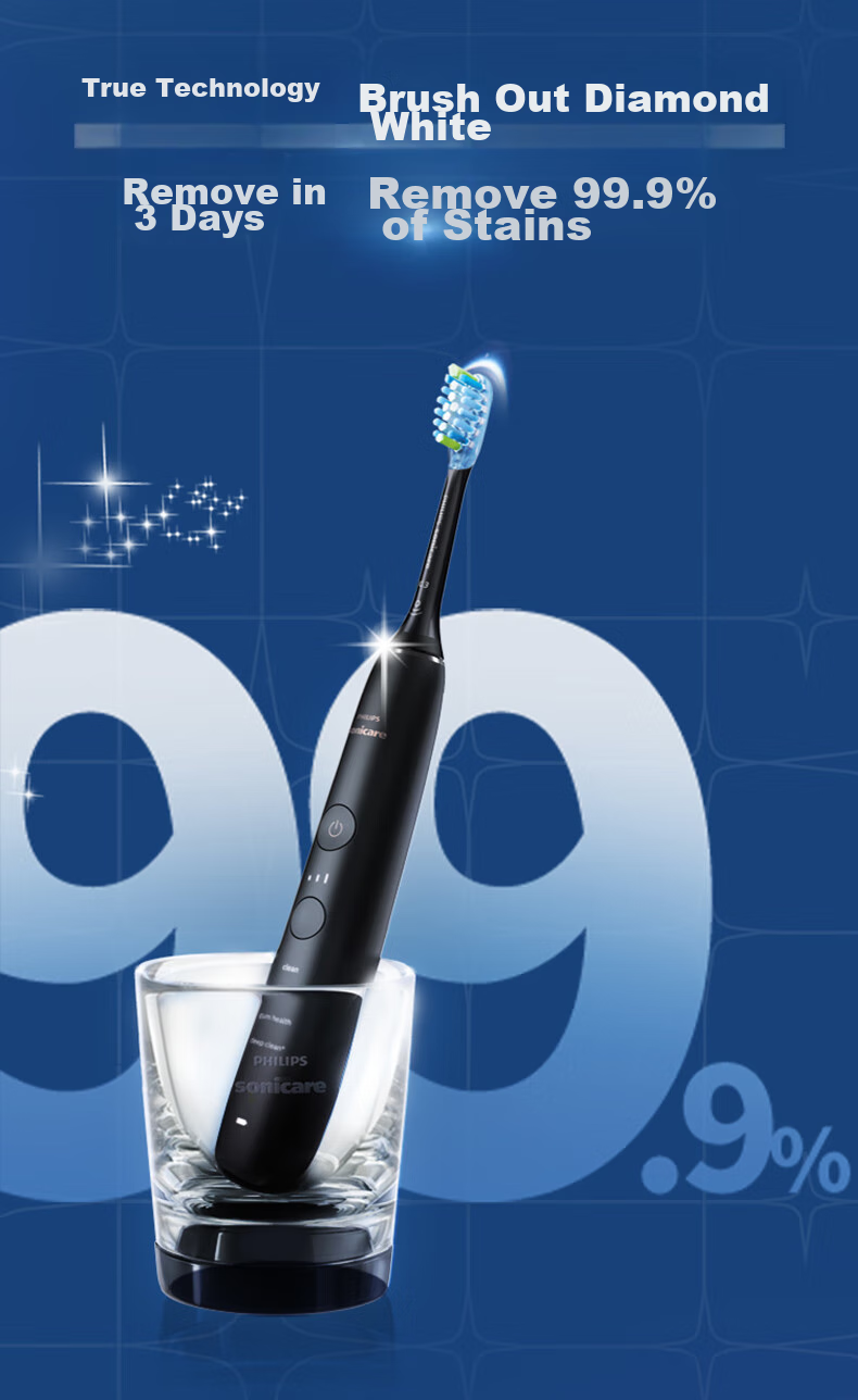 PHILIPS DiamondClean 9 Series Professional Master Electric Toothbrush with Patented Dual-Core Motor, High-End Cleaning, Gum Care, Whitening, Birthday Gift for Men/Women Black 10