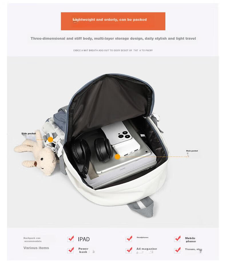 Viney High School Backpack for Middle School Girls, College Students, Primary School Students Grades 4-6 Children Ins Korean Style Backpack 15.6 Inch Laptop Backpack Large Capacity Fashionable Casual Travel Bag High Aesthetic Value Lightweight Stress-Reducing And Load-Reducing Simple Desig 4