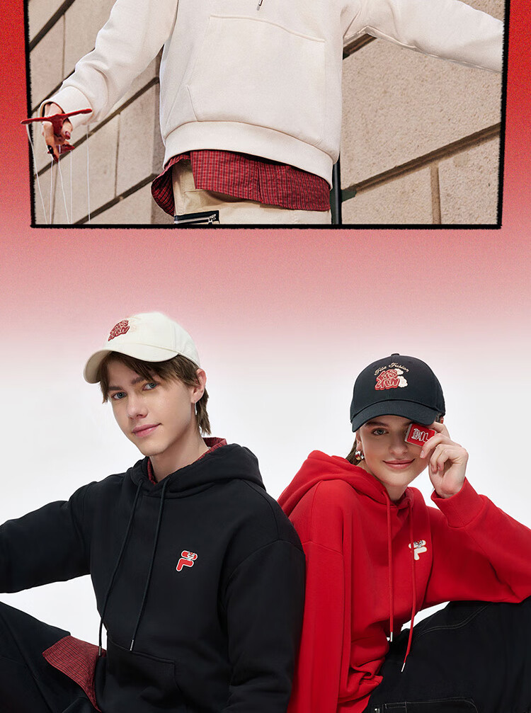 FILA FUSION Couple's Hooded Sweatshirt, Spring Fashion Pure Cotton Knitted Top 12