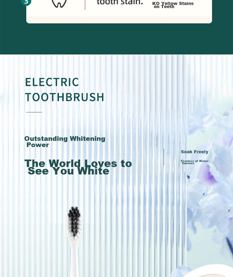 KONKA Electric Toothbrush KTYD-DDYS01A, Three Brush Heads Sonic Toothbrush 11