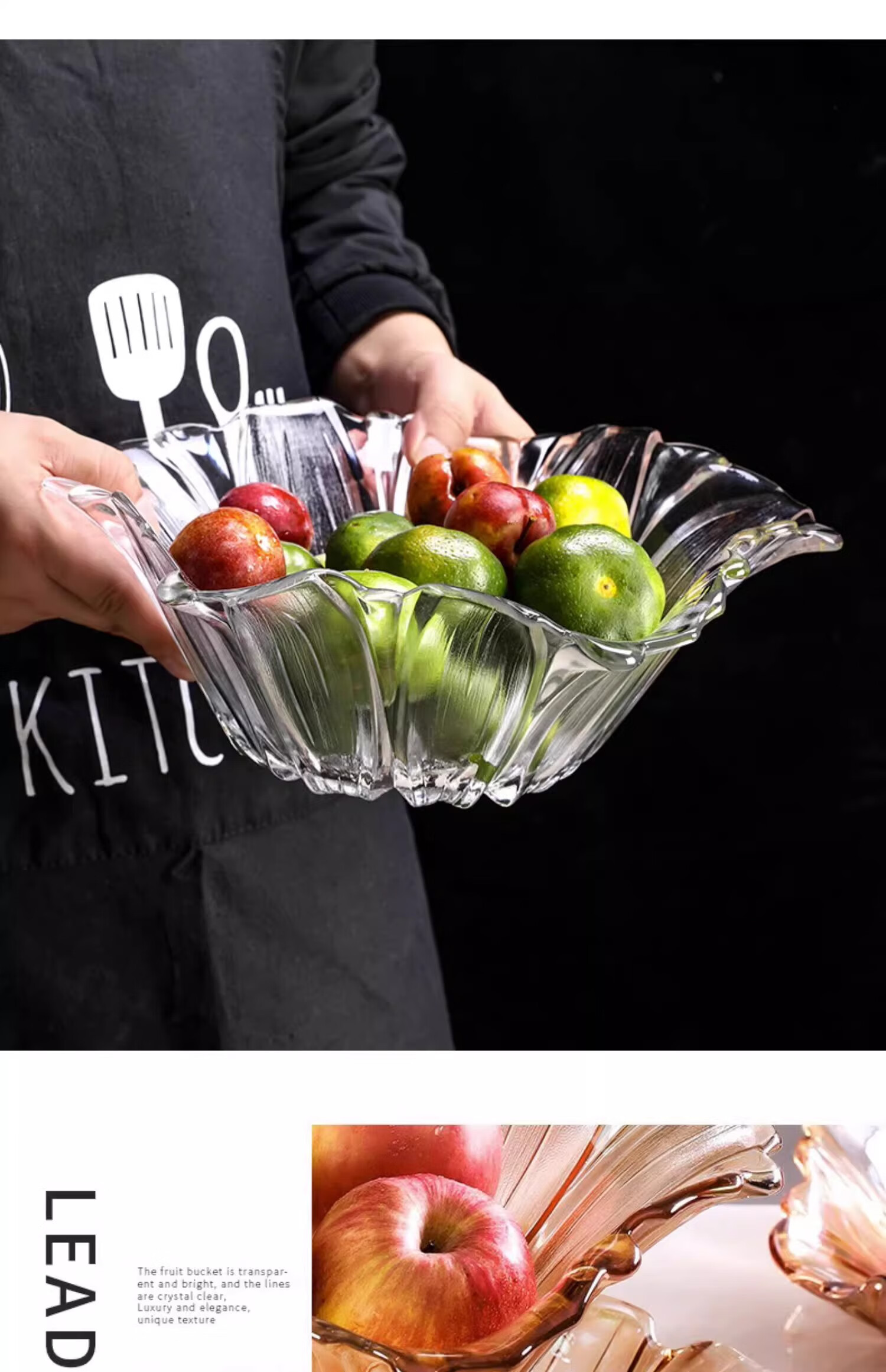 CRISTALGLASS Luxury Crystal Glass Fruit Plate for Home Living Room, Coffee Table, New Year Snack Display, Dried Fruit Dish, Fruit Bowl 8