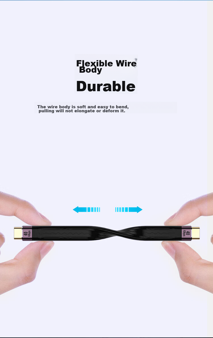 Snowkids USB4.0 Thunderbolt 4 Data Cable, 8K HD Dual-Head TypeC Male to Female, High-Speed 40Gbps, Suitable for Apple 15~17 Series Phones, Hard Drive Enclosures, Computers, Full-Function Cable 9