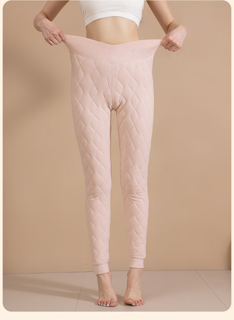 LangSha Fleece-Lined Women's Thermal Pants, Autumn And Winter New High-Waist Tummy Control Leggings, 100% Wool Layered Base Thick Cotton Thermal Underwear 15