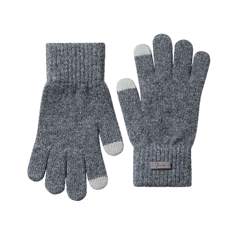JIUMU Wool Thermal Gloves for Men, Winter Thickened Cold-Proof Touchscreen Compatible Knitted Woolen Gloves