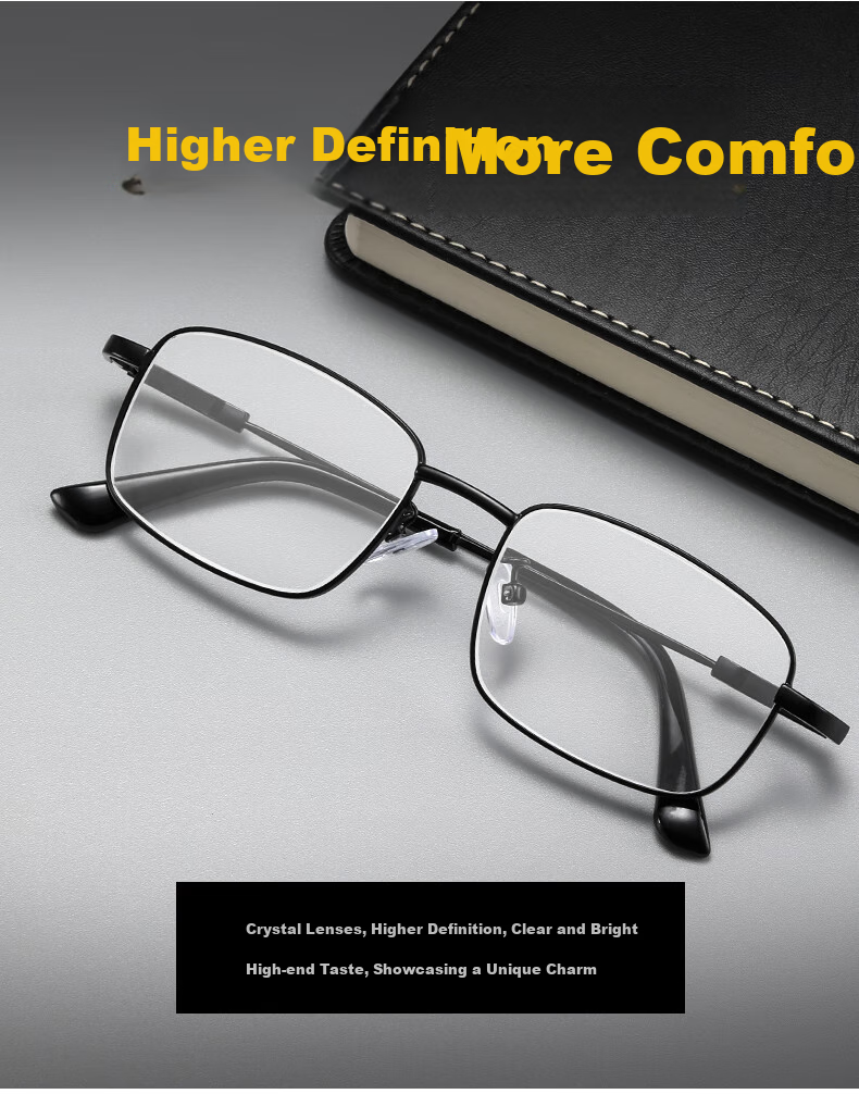 LESCA LUNETIER Pure Titanium Natural Crystal Reading Glasses for Men, Crystal Stone Glasses, High-Definition Ultra-Light Donghai Elderly Brand High-Quality Genuine Product 7