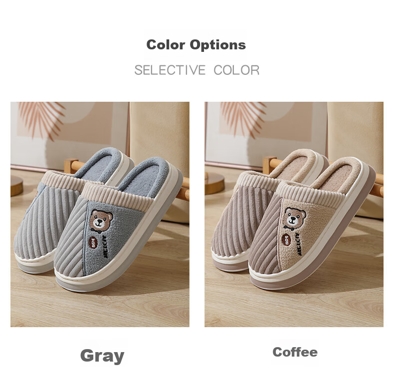 CARTELO Cotton Slippers for Men, Winter Indoor Slippers, Warm Home Cotton Slides, Men's Cotton Shoes, 1517M, Gray, Size 42-43 5
