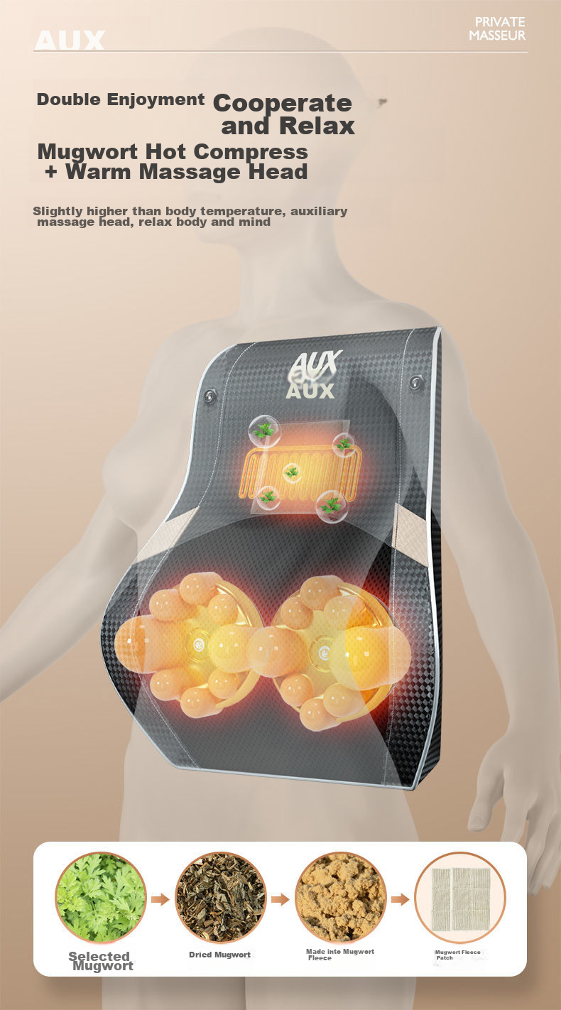AUX Cervical Massager B05 Gift Box, Massage Pillow with Heat Therapy for Back And Waist, Shoulder And Neck Support Cushion, Birthday Gift for Parents 2