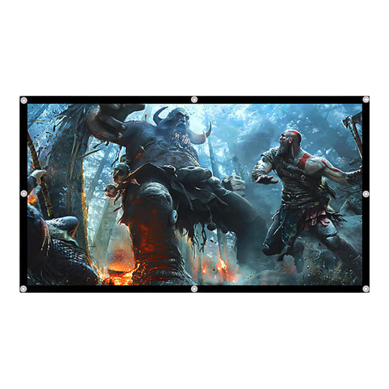 HONGYING Projector Screen, Simple White Glass Fiber, 84-Inch Wall-Mounted Projection Scree