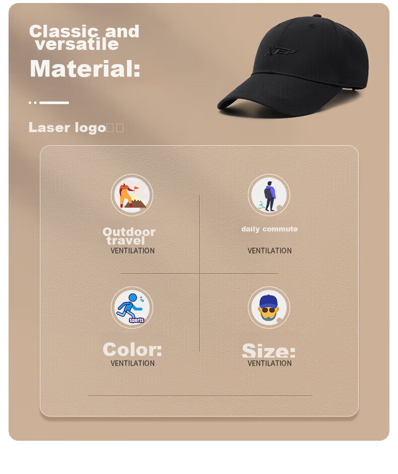 XTEP Baseball Cap for Men And Women, Stylish Breathable Hat, Duck Tongue Cap, Face-Slimming, All-Season Sun Protection Hat 7