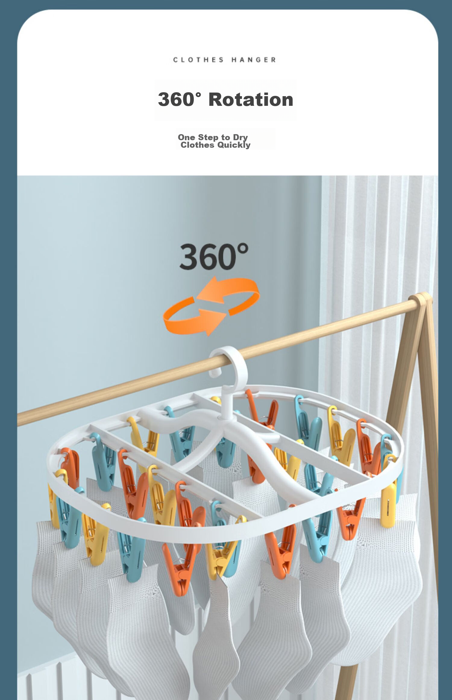 Yagao 26 Clip Foldable Drying Rack, Multi-Clip Dormitory Sock And Underwear Hanger 9