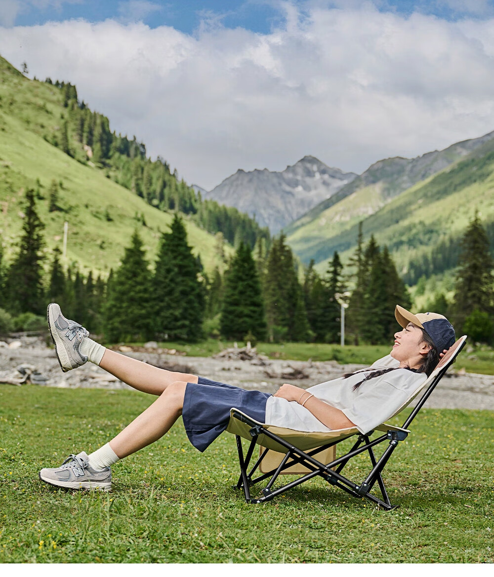 Xiao Mo Folding Recliner Chair with Padding Moon Chair Outdoor Portable Camping Chair Office Lazy Nap Folding Bed 14