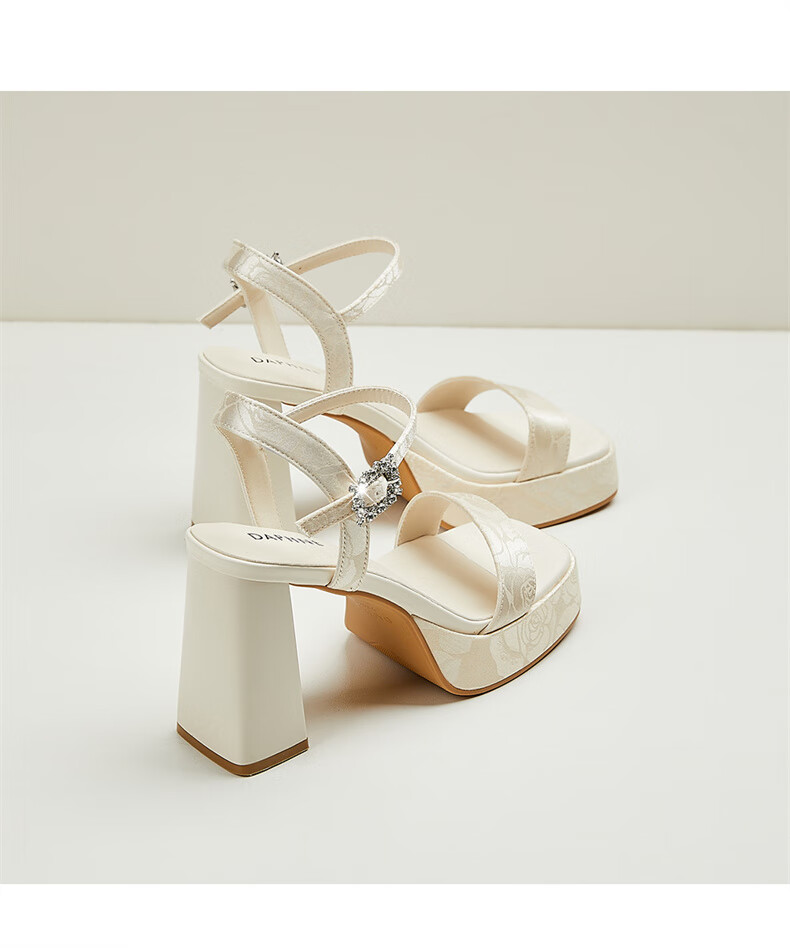 DAPHNE Chunky High Heels for Women, Summer Elegant Versatile Petite Height-Increasing Ankle Strap Sandals, Black, Size 36 10