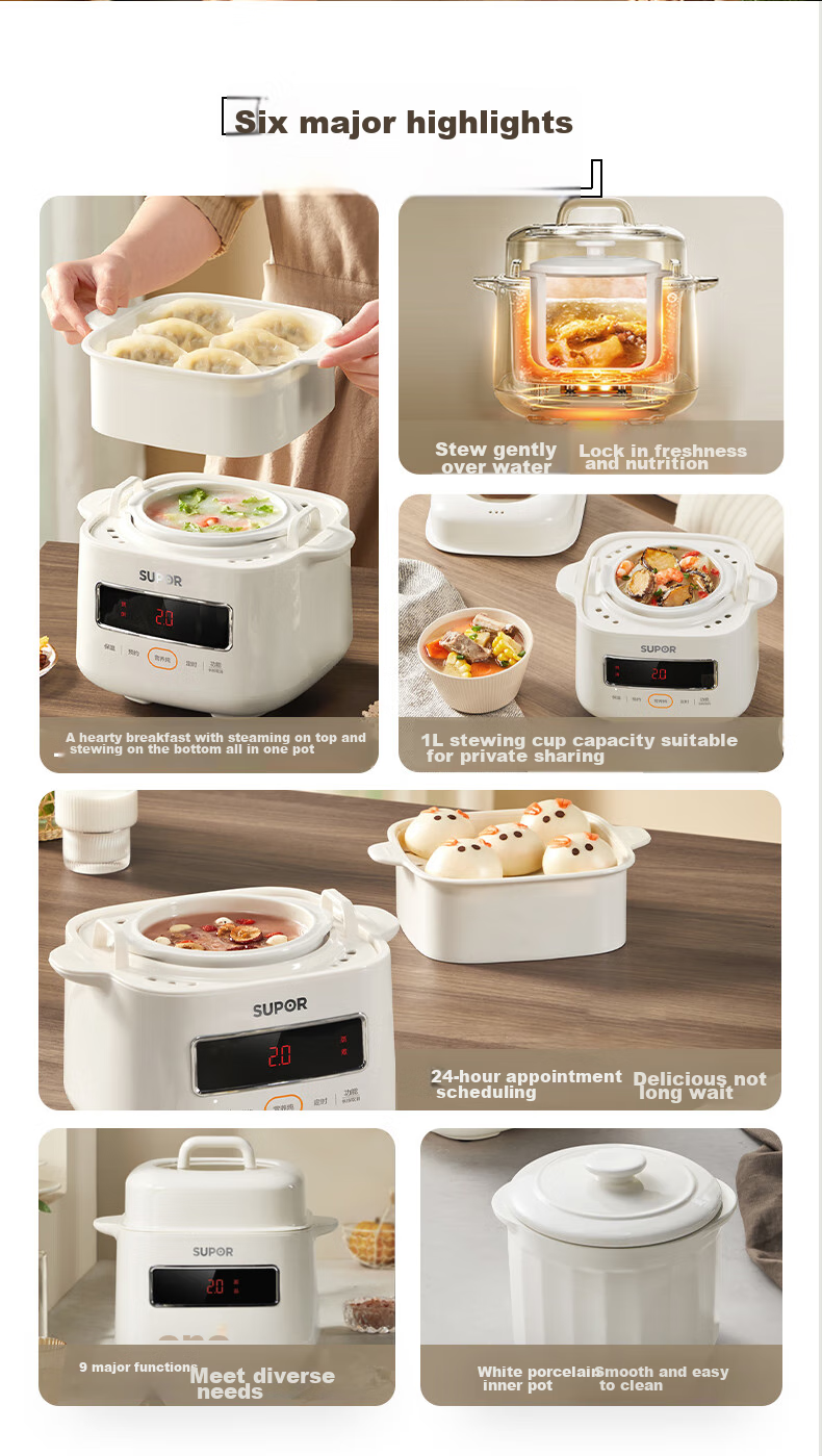 SUPOR Electric Stew Pot, Electric Stew Cup, Double Boiler, Soup Pot, Bird's Nest Stew Cup, Soup Stew Pot, Soup Stew Cup Steamer, Baby Food Cooker DZ10YC866 2