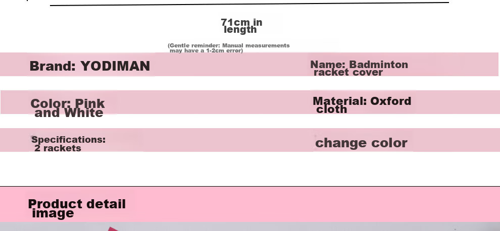 Yodiman Badminton Racket Bag, White And Pink (Holds 2 Rackets) 2