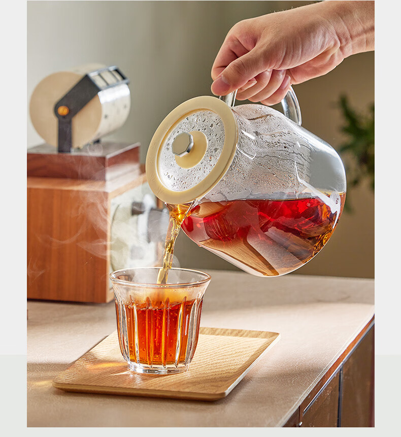 APIXINTL Anben Su 1.2L All-Glass Health Pot Household Electric Kettle Mini Tea Kettle Insulated Multifunctional Automatic Temperature Control Kettle with Tea Strainer for Office 11