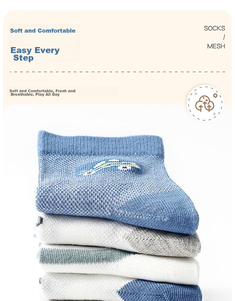 LangSha Children's Socks, Boys' Spring And Summer Thin Cotton Socks, Comfortable Breathable Mesh Socks for Boys 7
