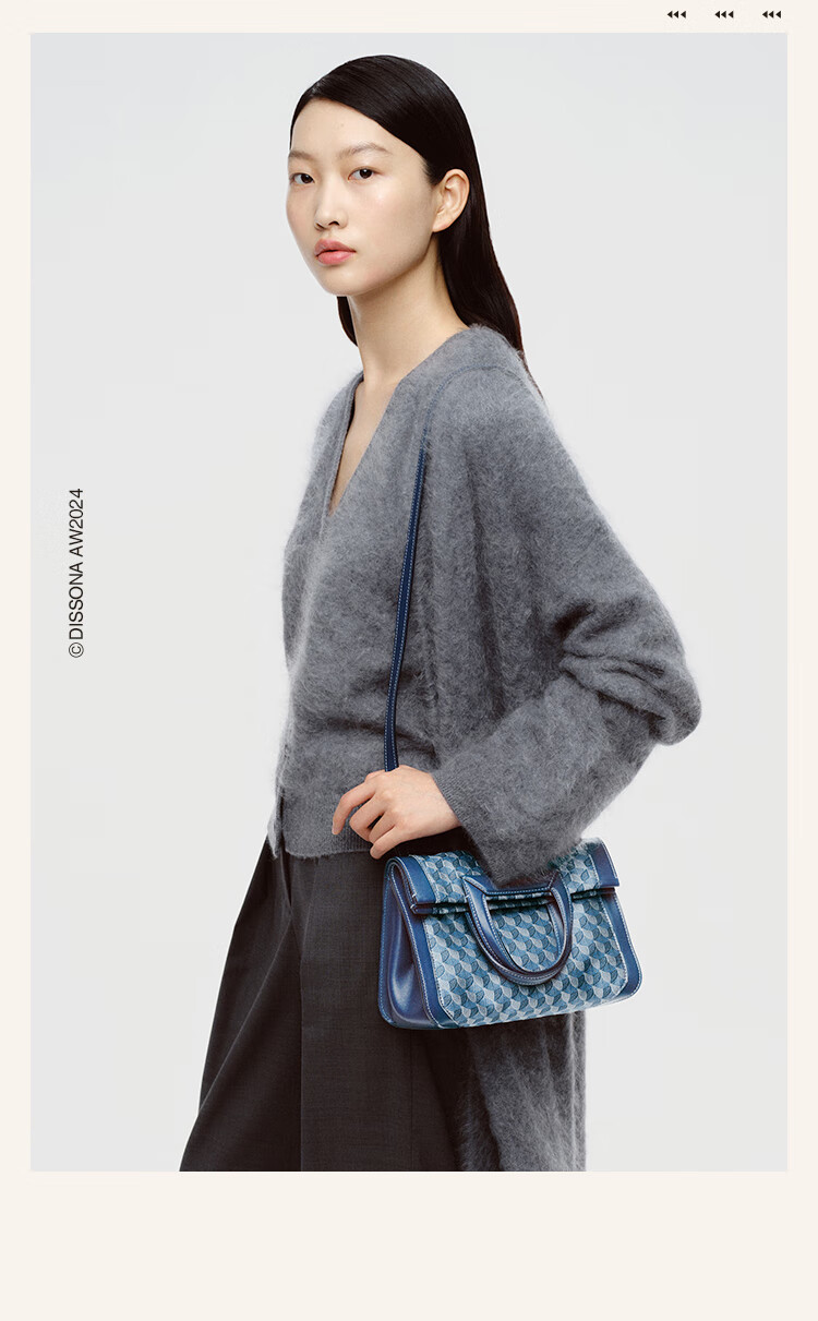 DISSONA Women's Handbag, Monogram Shoulder Bag, Lucky Coin Purse, Tote Bag, Commuter Bag, Denim Color 5