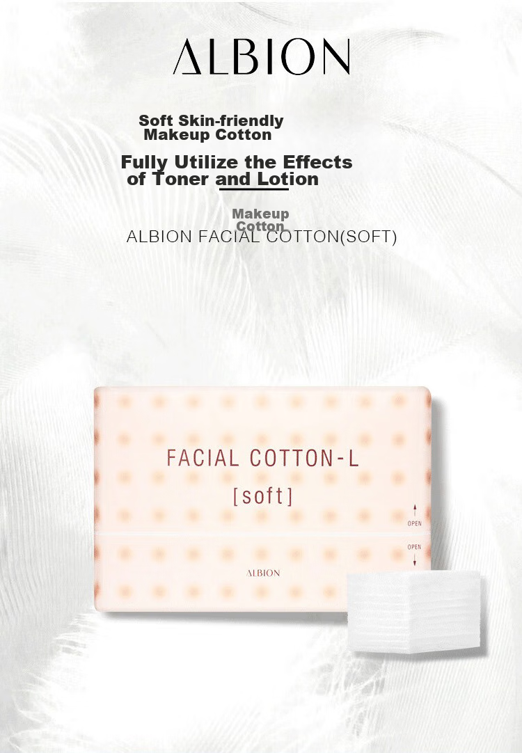 ALBION Cotton Pads, 120 Pieces, Makeup Remover Pads, Soft Texture, Lint-Free, Suitable for Men And Women, Healthy Water Aurora 1