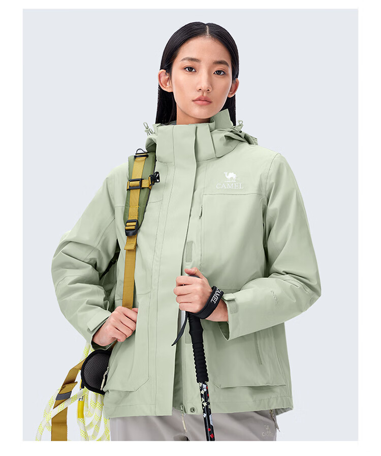 CAMEL Outdoor 3-in-1 Jacket Thickened Goose Down Warm Windproof Waterproof Mountaineering Coat S 34
