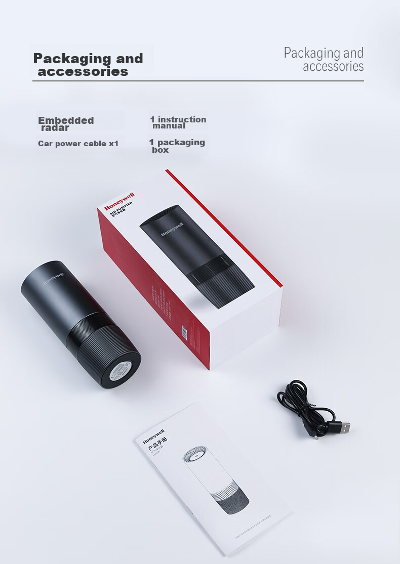 Honeywell Car Air Purifier Removes Formaldehyde, Secondhand Smoke, New Car Odors, Smog, Car Air Cleaner HWC05 12