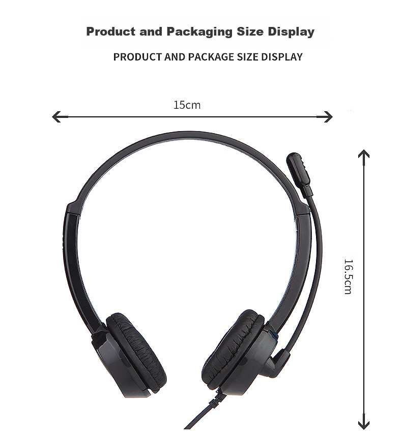 DANYIN DT326 Headset for Call Center Agents, Over-Ear Customer Service Headphones with Noise Cancellation, Compatible with 3.5mm Headphones, Desktop Computers, Laptops, USB Interface, for Outbound Sales And Telemarketing, Includes Microphone 11