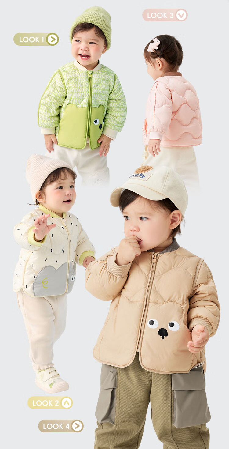 BALABALA Children's down Jacket, Triple Protection Clothing, Lightweight Baseball Collar Coat, Boys And Girls Outerwear, Autumn And Winter Wear, Floral Cute Desig 9