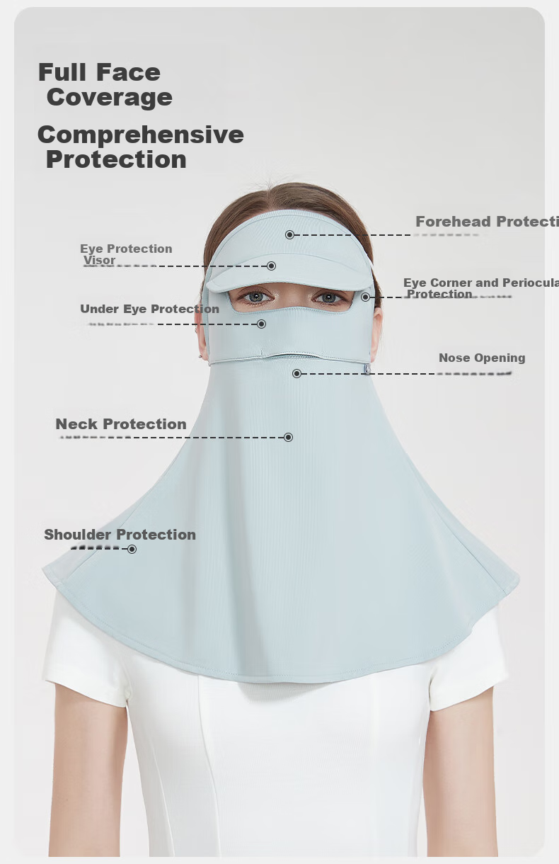UV100 Sun Protection Face Mask, Spring And Summer Unisex UV-Resistant Sports Cycling Breathable Full Face Mask, 23501 Minimalist Gray 15