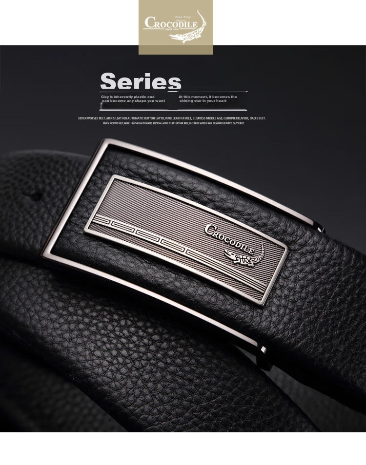 CROCODILE Top-Grain Leather Fashion Buckle Men's Belt Versatile Youth Waistband Birthday Gift for Boyfriend 3572 1