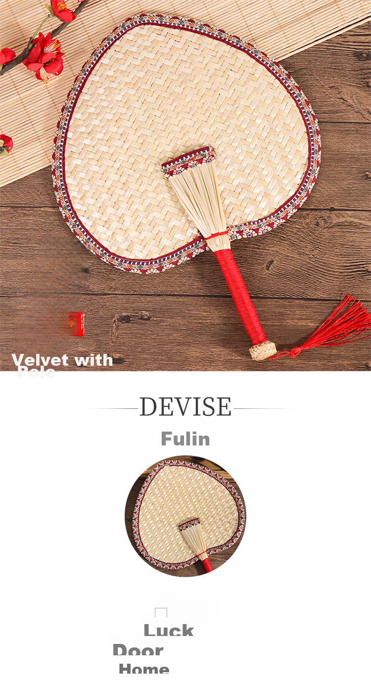 TaTanice Woven Rush Fan, Handmade Traditional Large Palm Fan, Men's Banana Leaf Round Fan, Women's Grass Woven Fan, Chinese Style Fa 1